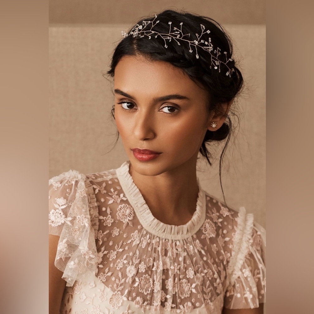 Anthropologie Jordenna Bridal Halo Headpiece NWOT Romantic Pearl Hairpiece